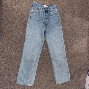 Straight leg light blue jeans